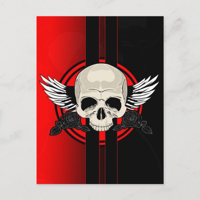 Wing Skull - RED Postkarte (Vorderseite)