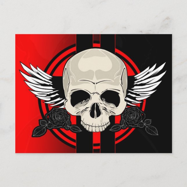 Wing Skull - RED Postkarte (Vorderseite)