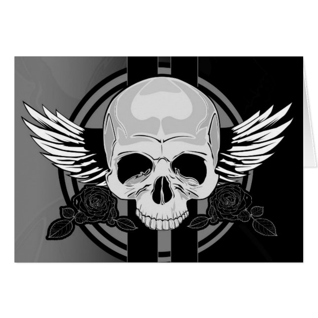 Wing Skull - SCHWARZ UND WEISS (Vorderseite (Horizontal))