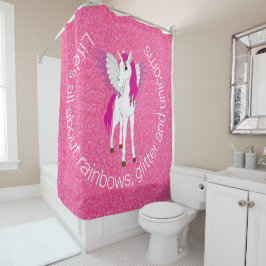 Wing Unicorn Party Glitzer Rosa Duschvorhang