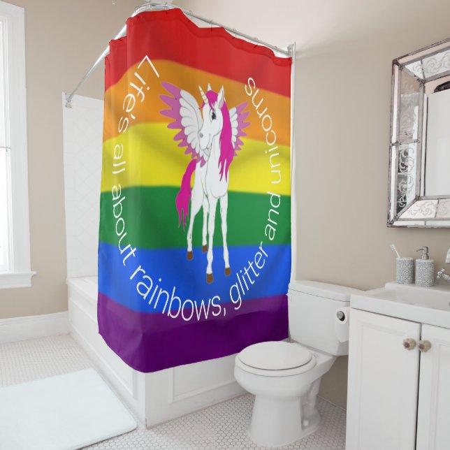 Wing Unicorn Party Regenbogen Duschvorhang (Beispiel)