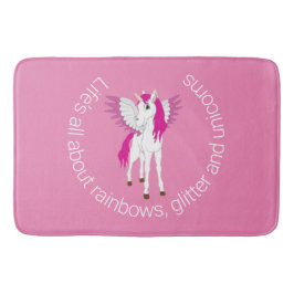 Wing Unicorn Party Rosa Duschvorhang Badematte