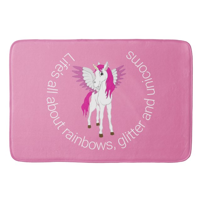 Wing Unicorn Party Rosa Duschvorhang Badematte (Vorderseite)