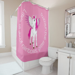 Wing Unicorn Party Rosa Thema Duschvorhang