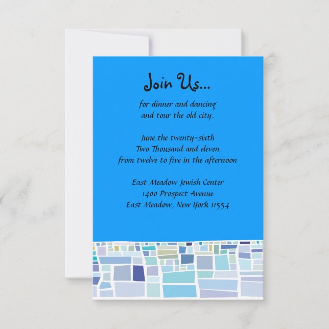 Wing Wall Israel Bar Bat Mitzvah Empfang Card Einladung (Vorderseite)