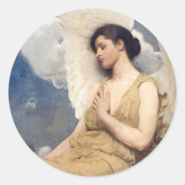 Winged angel figure sleeping dreaming on clouds runder aufkleber
