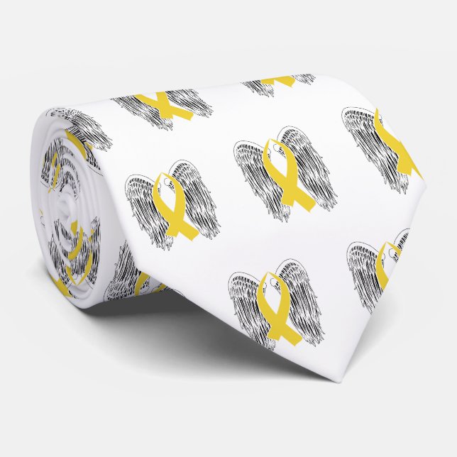 Winged Awareness Ribbon (Goldband) Krawatte (Gerollt)