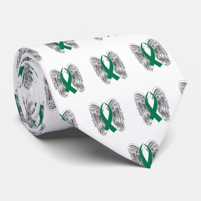 Winged Awareness Ribbon (grün) Krawatte (Gerollt)