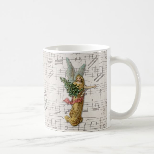 Winged Christmas Angel Tree Viktorianisch Paper Sc Kaffeetasse (Rechts)