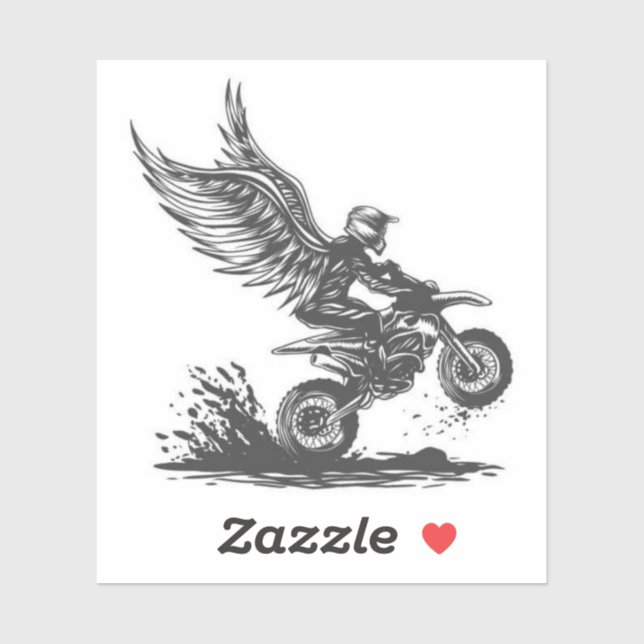 Winged Dirt Bike Rider – Fantasy Motorcycle Sticke Aufkleber (Blatt)