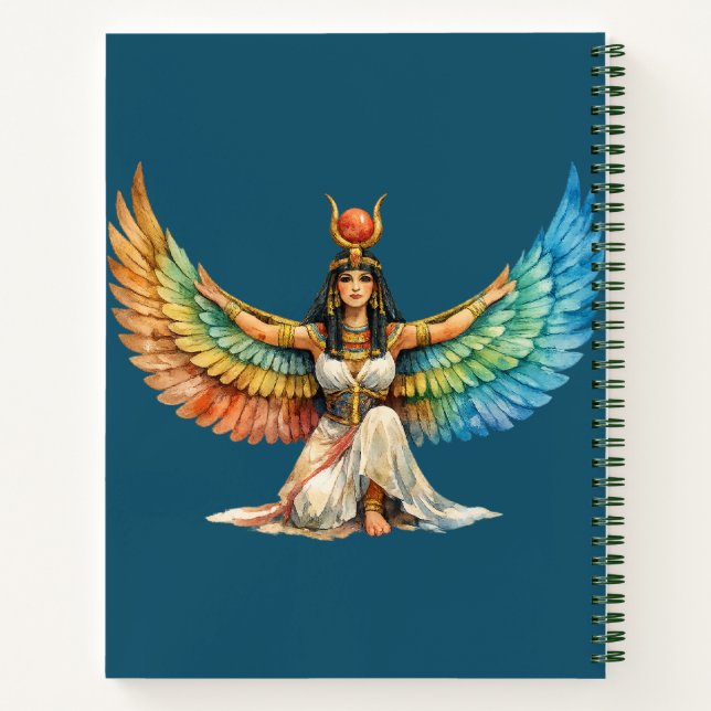 Winged Egyptian Goddess Mythology Inspired Design Notizbuch (Rückseite)