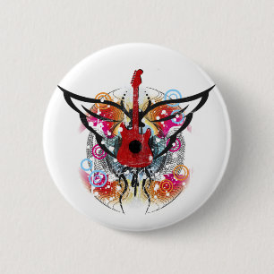 Winged Gitarre Button