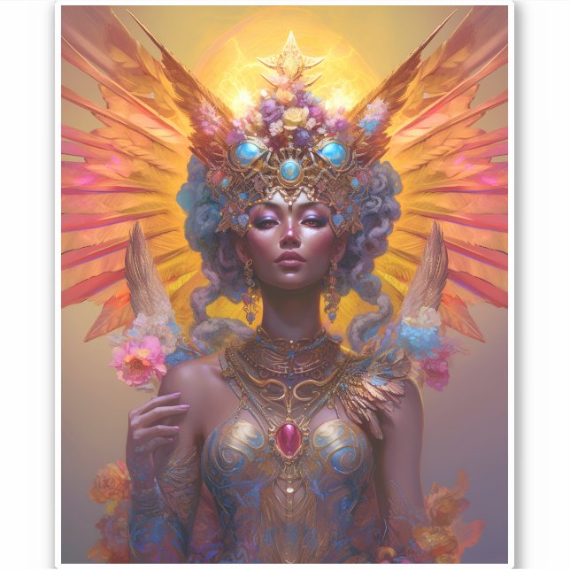 Winged Goddess Fantasy Art Aufkleber (Vorderseite)