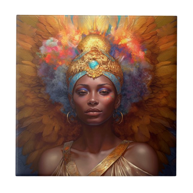 Winged Goddess Fantasy Art Fliese (Vorderseite)