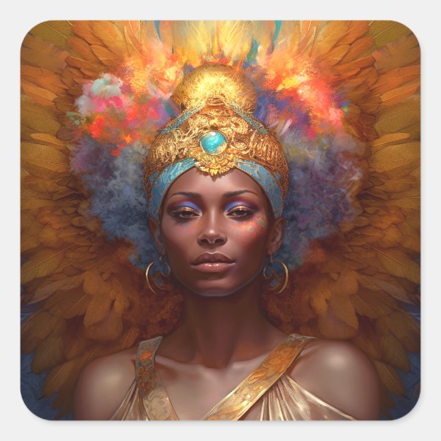 Winged Goddess Fantasy Art Quadratischer Aufkleber (Vorderseite)