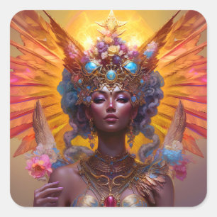 Winged Goddess Fantasy Art Quadratischer Aufkleber