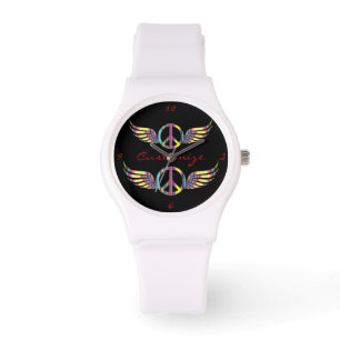 Winged Hippie Peace Symbol Thunder_Cove Armbanduhr