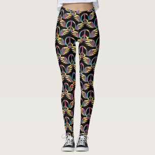 Winged Hippie Peace Symbol Thunder_Cove Leggings