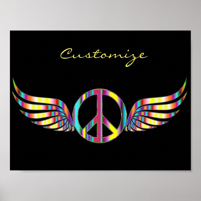 Winged Hippie Peace Symbol Thunder_Cove Poster (Vorne)