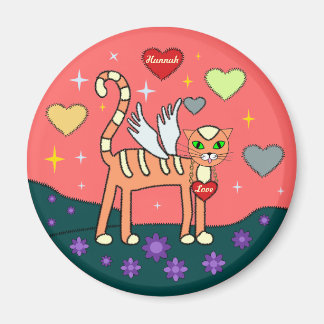 Winged Kitty mit dem Herz Custom Magnet