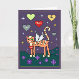 Winged Kitty mit Herz Custom Card Feiertagskarte
