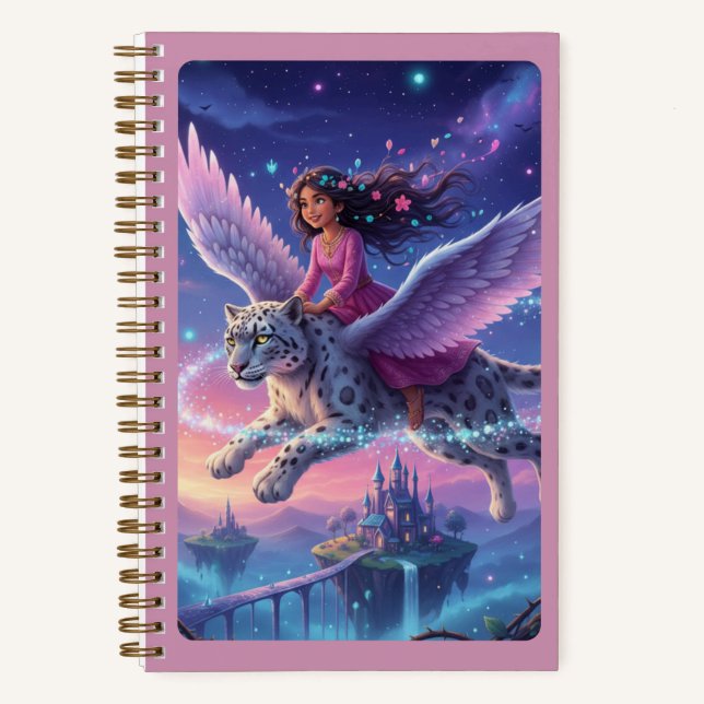 Winged Leopard Rider & Floating Castle Journal Notizbuch (Vorderseite)