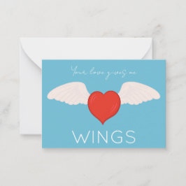 Winged Love Valentine Flat Note Card Mitteilungskarte