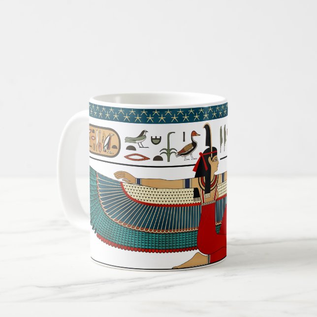 Winged Ma'at ägyptische Göttin der Wahrheit Kaffeetasse (Vorderseite Links)