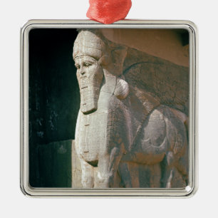 Winged menschlich-köpfiger Stier, Neo-Assyrian Silbernes Ornament