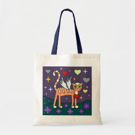 Winged Miezekatze mit Herz-Gewohnheits-Tasche Tragetasche