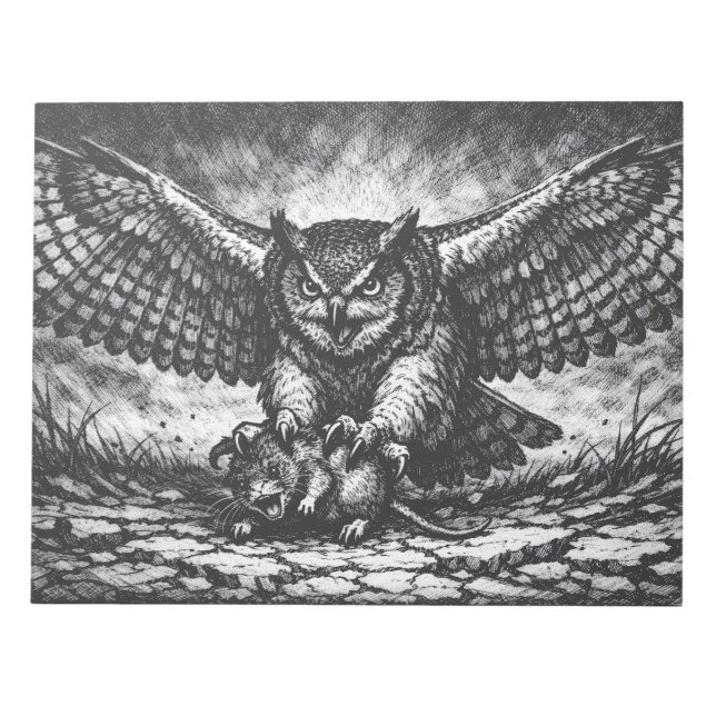 Winged Owl Sentinel von BurnsInHell Notizblock (Vorderseite)