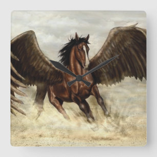 Winged Pegasus Quadratische Wanduhr
