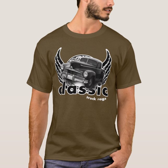 Winged schwarzer klassischer LKW T-Shirt (Vorderseite)