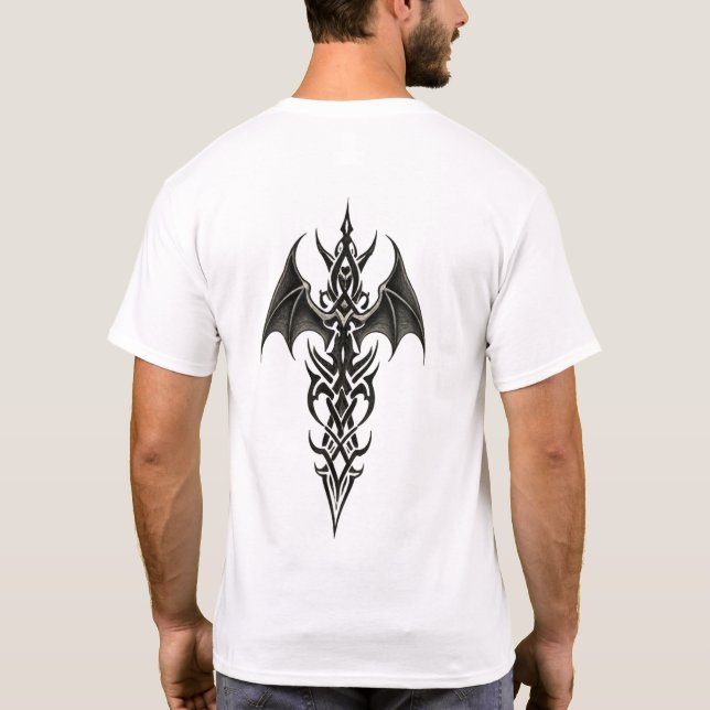 Winged Tribal Dagger Crest T-Shirt (Rückseite)