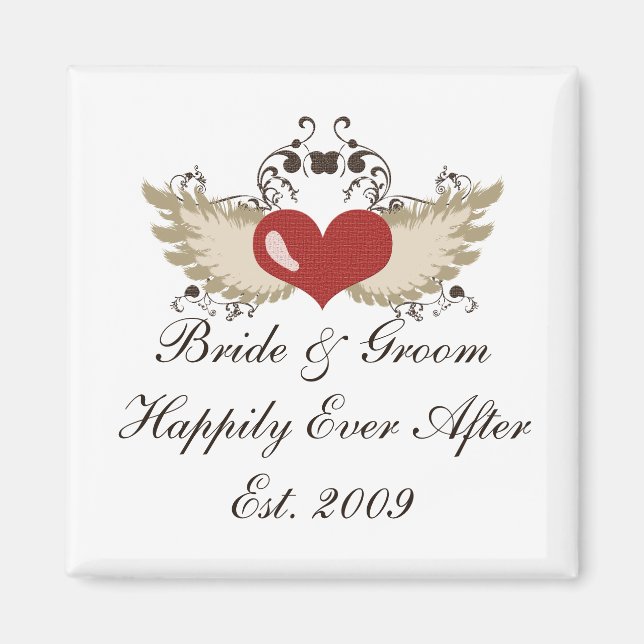 Wingherz Custom Bride Groom Wedding Magnet (Vorne)