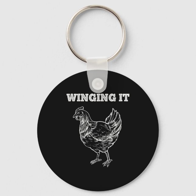 Winging It Funny Chicken Wings Lovers Quote  Schlüsselanhänger (Vorderseite)