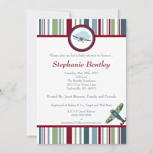 Wings 12x18 Flugzeug Einladung (Vorderseite)