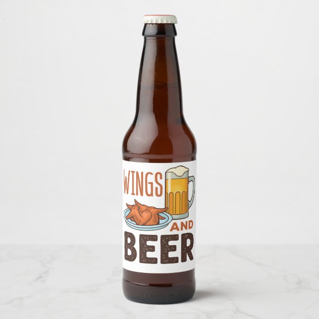 Wings and Bierhühner Wings Drinken Bierflaschenetikett (Vorderseite)