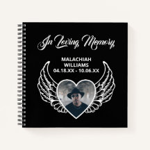 Wings in Love Memory Funeral Condolence Book