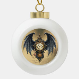 Wings of Eternity – The Timeless Guardian. Keramik Kugel-Ornament