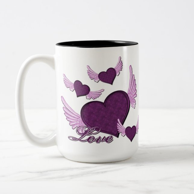 Wings of Liebe Lila Logos Kaffee Tasse (Links)