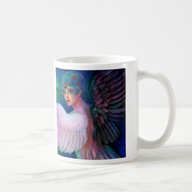 Wings Pfau-Dame von Dualität Kaffeetasse (Rechts)