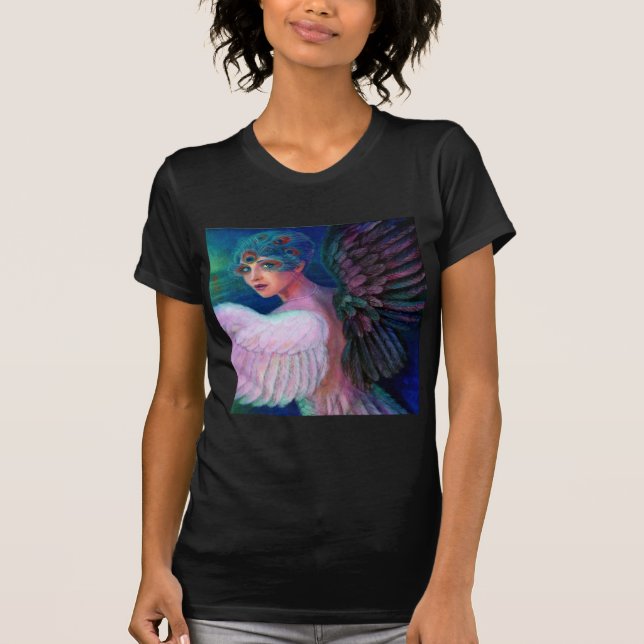 Wings Pfau-Dame von Dualität T-Shirt (Vorderseite)
