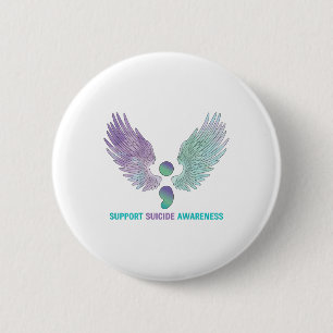 Wings Semicolon unterstützt Suicide Awareness Aqua Button