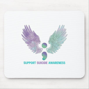 Wings Semicolon unterstützt Suicide Awareness Aqua Mousepad
