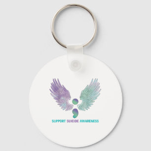Wings Semicolon unterstützt Suicide Awareness Aqua Schlüsselanhänger