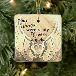 Wings waren fertig Angel Sepia Beige Foto Memorial Keramikornament
