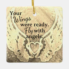 Wings waren fertig Angel Sepia Beige Foto Memorial Keramikornament