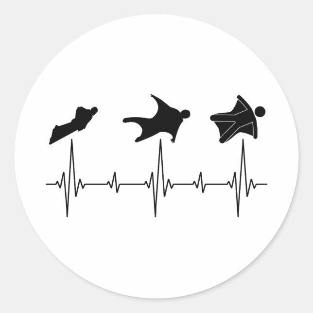 Wingsuit-Flying Base Jumping Skydiving Heartbeat Runder Aufkleber (Vorderseite)