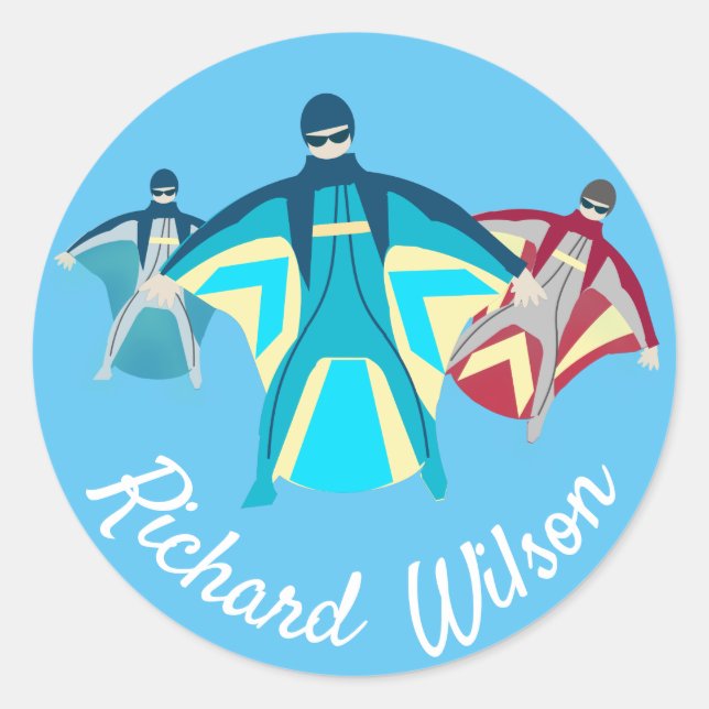 Wingsuit Runder Aufkleber (Vorderseite)
